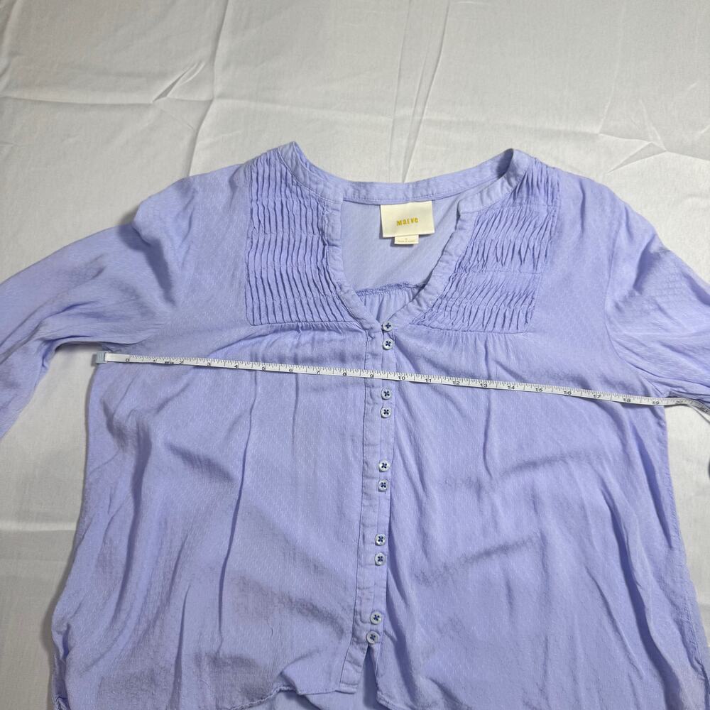 Maeve Pintuck Button Blouse Lavender Women’s 6 Peasant Cottagecore Puff Boho - Picture 5 of 16